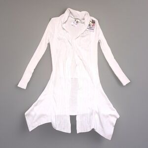 India Boutique Cardigan Sweater Women's One Size  White Rib‎ Knit Boho NEW